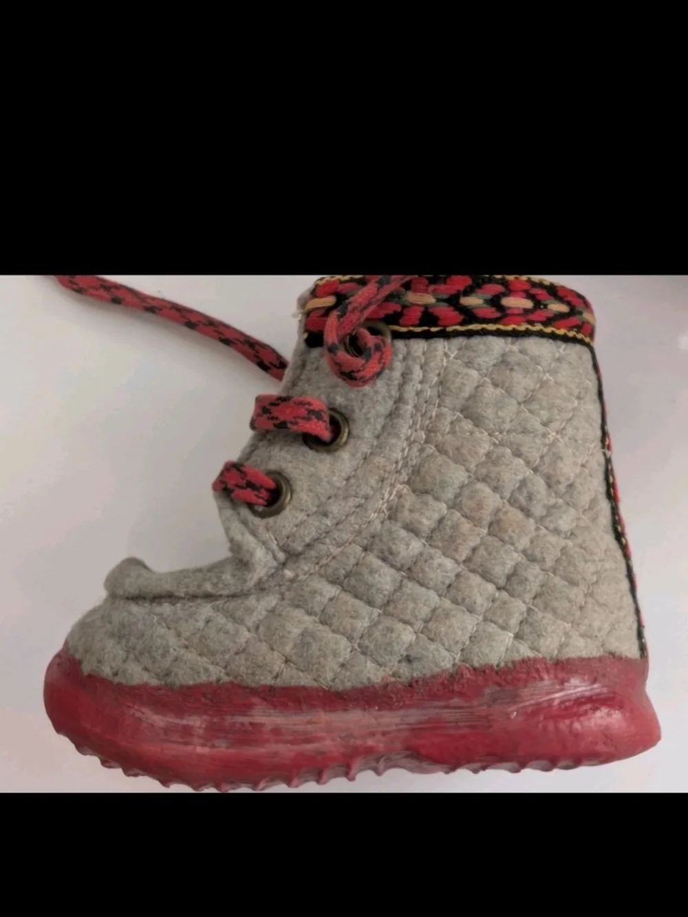VTG Nesnalobben Wool Winter Boots Toddler Size 10T Handmade in Norway Gray Red